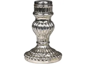 Stříbrný antik skleněný svícen Mercury - Ø 7*11,5 cm 71591-12 #4598905
