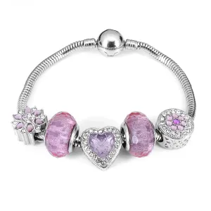 Linda's Jewelry Náramek s přívěsky Candy Pink chirurgická ocel INR093