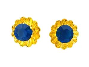 Linda's Jewelry Náušnice Simple Květ pecky chirurgická ocel IN045 Barva: Tmavě modrá