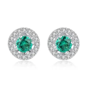 Linda's Jewelry Stříbrné náušnice Emerald Magnolia Ag 925/1000 IN305