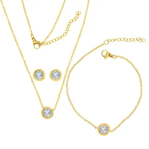 Linda's Jewelry Sada šperků Flat Circle GLD chirurgická ocel IS100