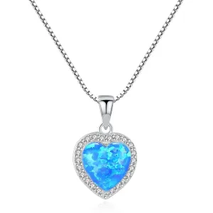 Linda's Jewelry Stříbrný náhrdelník Opálové Srdce Ag 925/1000 INH180