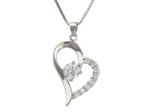 Linda's Jewelry Stříbrný náhrdelník se zirkonem Srdce  INH026