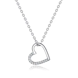 Linda's Jewelry Stříbrný náhrdelník se zirkony Srdce  INH044
