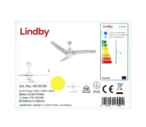 Lindby Lindby - Stropní látor EMANUEL 2xE14/42W/230V + dálkové ovládání