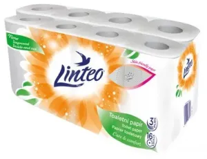 Toaletní papír Linteo – bílý, 3vrstvý, 16 rolí #186012
