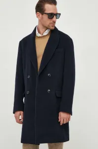 Vlněný kabát Liu Jo tmavomodrá barva, přechodný, dvouřadový