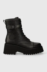Kožené kotníkové boty Liu Jo FLAIR 03 dámské, černá barva, na platformě, SF3015PX39522222