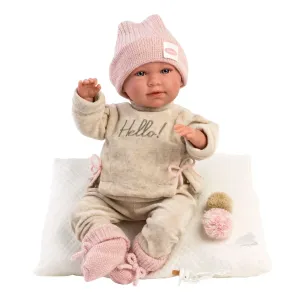 Llorens 74020 New Born - realistická panenka miminko se zvuky a měkkým látkovým tělem - 42 cm