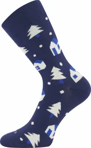 Dětské ponožky Lonka - Damerryk, domečky a stromečky, modrá Barva: Modrá, Velikost: 35-38