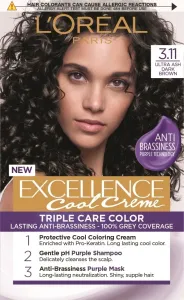 L´Oréal Paris Permanentní barva na vlasy Excellence Cool Creme 3.11 Ultra popelavá tmavá hnědá