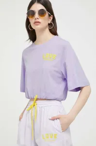 Bavlněné tričko Love Moschino fialová barva #5309766