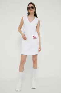 Džínové šaty Love Moschino bílá barva, mini