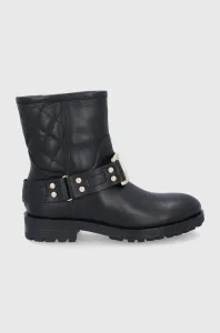 Kožené kotníkové boty Love Moschino dámské, černá barva, na plochém podpatku #5982082