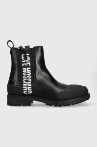 Kožené kotníkové boty Love Moschino dámské, černá barva, na plochém podpatku #5861434