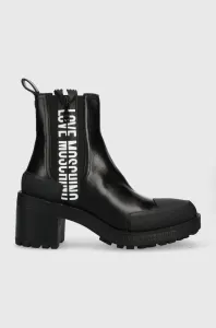 Kožené kotníkové boty Love Moschino dámské, černá barva, na podpatku #5936424