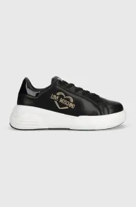 Kožené sneakers boty Love Moschino černá barva, JA15105G1HIA500A