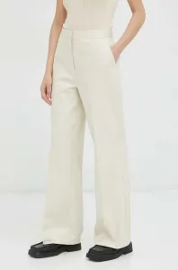 Kalhoty Lovechild dámské, béžová barva, široké, high waist #5009062