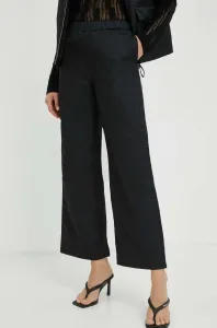 Kalhoty Lovechild dámské, černá barva, široké, high waist