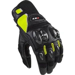 Pánské moto rukavice LS2 Spark 2 Leather Black H-V  M  černá/fluo žlutá