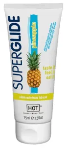 Lubrigační Gel Hot Superglide Pineapple můžete použít se všemi erotickými hračkami a kondomy