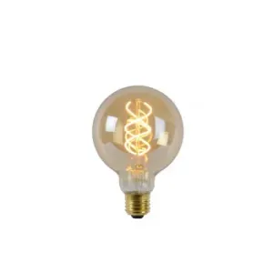 Lucide LED žárovka - okrasné vlákno - Ø 9,5 cm - stmívatelné - 1x5W 2200K - Jantarová 49032/05/62
