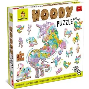 Ludattica Woody Jednorožci, dřevěné puzzle, 48 dílků