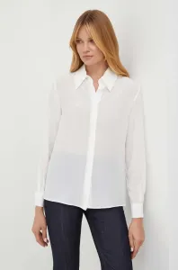 Hedvábné tričko Luisa Spagnoli bílá barva, regular, s klasickým límcem #5969710