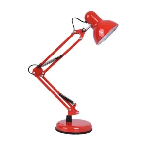 Kancelářská stolní lampa E27 TOBI červená Lumiled + úchyt na stůl