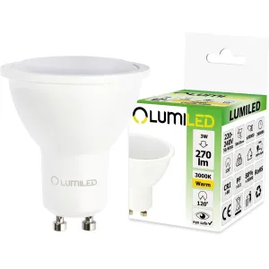 LED žárovka LED GU10 3W = 30W 270lm 3000K Teplá bílá 120° LUMILED