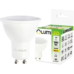 LED žárovka LED GU10 6W = 50W 580lm 3000K Teplá bílá 120° LUMILED