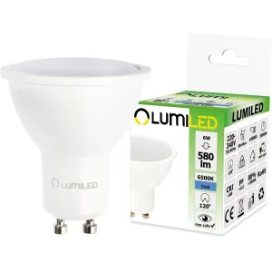 LED žárovka LED GU10 6W = 60W 580lm  6500K Studená bílá 120° LUMILED