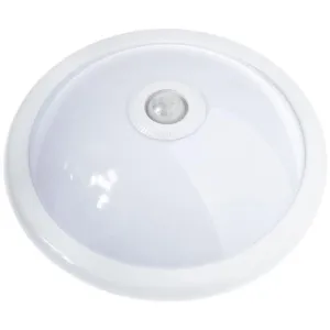 Plafon LED Svítidlo stropní přisazené REGIS 2x E27 IP44 z čidlem Ruchu i soumraku Bílý kruhové 30cm LUMILED