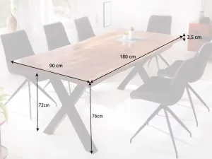 Estila Masivní jídelní stůl Sheesham v industriálním stylu s kovovými nohami 180cm