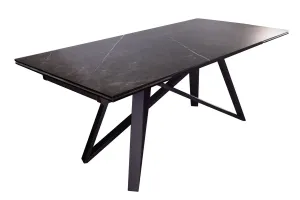 Estila Moderní rozkládací keramický jídelní stůl Epinal v tmavě šedé grafitové barvě s kovovou konstrukcí 260cm