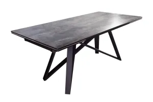 Estila Moderní keramický šedý rozkládací jídelní stůl Epinal betonovým povrchem a kovovou konstrukcí 260cm
