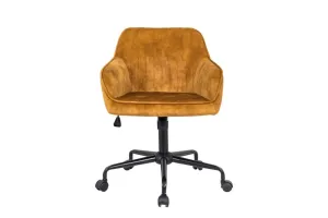 Estila Moderní žlutá kancelářská židle Vittel s černými kovovými nohami 89cm