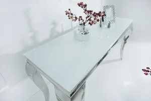 LuxD Designová konzola Rococo 140cm bílá  / stříbrná