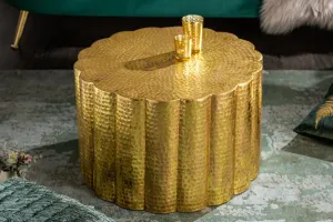 Estila Orientální kruhový konferenční stolek Fluidoro ve zlaté barvě z kovu 60cm