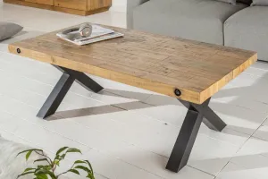 Estila Industriální jídelní stůl Freya z masivního dřeva s černými nohami z kovu 120cm