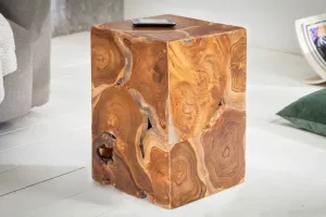 Estila Venkovský masivní příruční stolek Vezelay z teakového dřeva 30cm