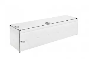Estila Moderní čalouněný dlouhý taburet Caledonia v bílém potahu s úložným prostorem 140cm