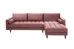 Estila Moderní růžová sedačka Velluto s nožičkami v luxusním Art-deco stylu 260cm