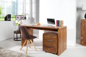 Estila Designový moderní psací stůl Terra z masivního dřeva sheesham přírodní hnědé barvy 150cm
