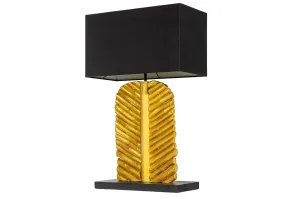 Estila Masivní zlatá noční lampa Misivo s tmavým hranatým stínítkem 63cm