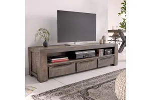 Estila Industriální moderní TV stolek Svea v šedé barvě 170cm