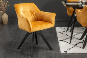 LuxD Designová otočná židle Giuliana hořčičný samet - otevřené balení