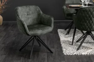 Estila Moderní zelená sametová židle Marmol s černými nohami z kovu 82cm