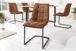 Estila Designová hnědá jídelní židle Suave s černou kovovou konstrukcí 88cm
