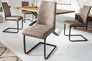 Estila Industriální jídelní židle Gristol s béžovým potahem 93cm